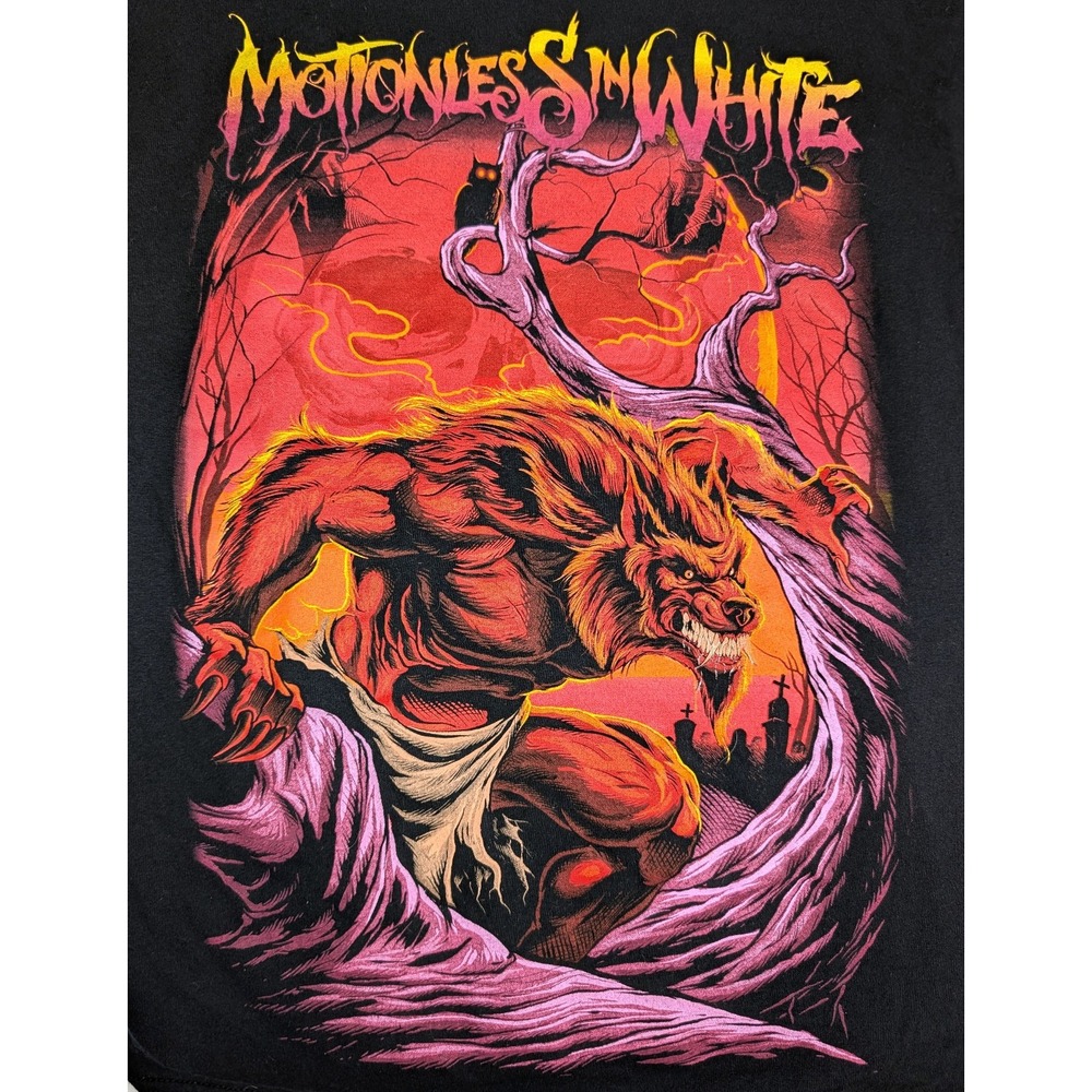 Motionless In White Band Tee M Black Red Werewolf Metalcore Modern